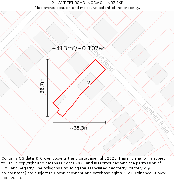 2, LAMBERT ROAD, NORWICH, NR7 8XP: Plot and title map