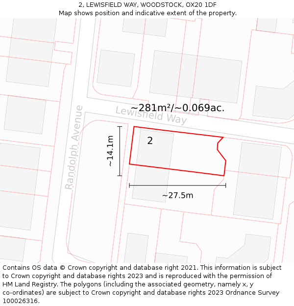 2, LEWISFIELD WAY, WOODSTOCK, OX20 1DF: Plot and title map