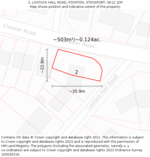 2, LOSTOCK HALL ROAD, POYNTON, STOCKPORT, SK12 1DP: Plot and title map