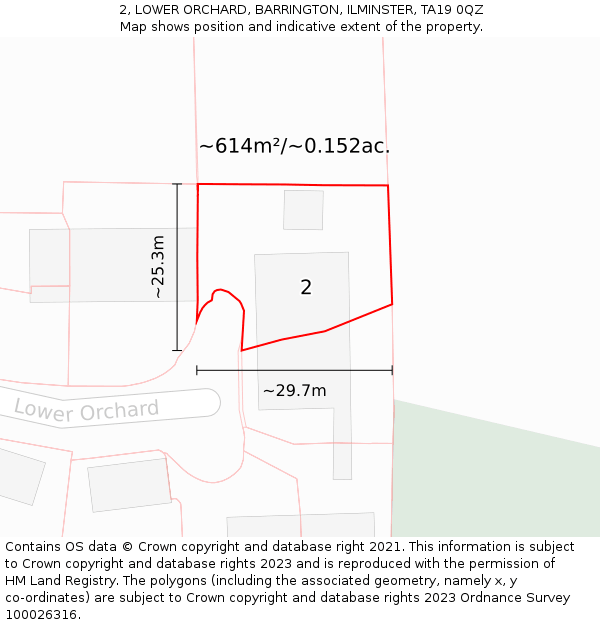 2, LOWER ORCHARD, BARRINGTON, ILMINSTER, TA19 0QZ: Plot and title map