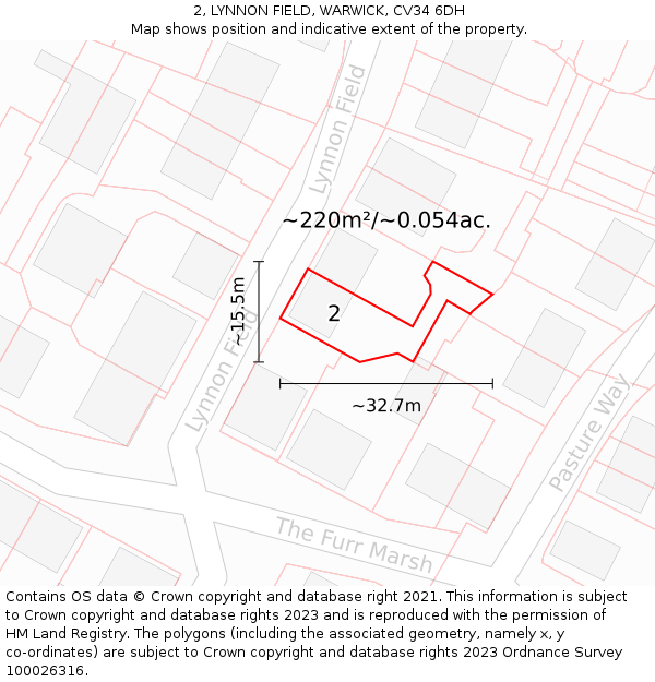 2, LYNNON FIELD, WARWICK, CV34 6DH: Plot and title map