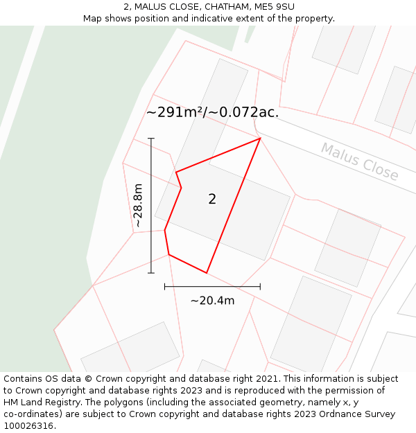 2, MALUS CLOSE, CHATHAM, ME5 9SU: Plot and title map