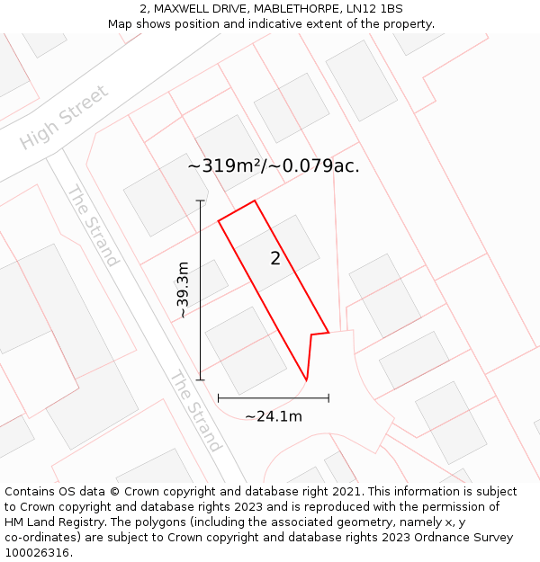 2, MAXWELL DRIVE, MABLETHORPE, LN12 1BS: Plot and title map