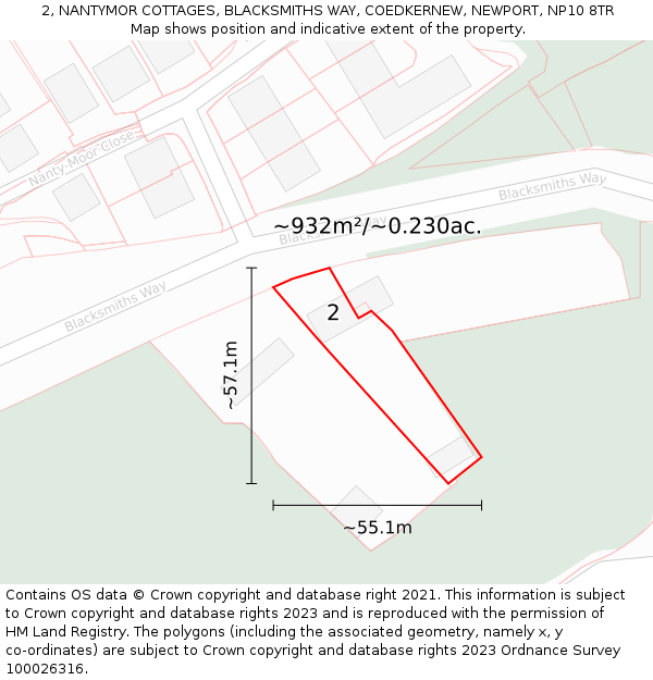 2, NANTYMOR COTTAGES, BLACKSMITHS WAY, COEDKERNEW, NEWPORT, NP10 8TR: Plot and title map