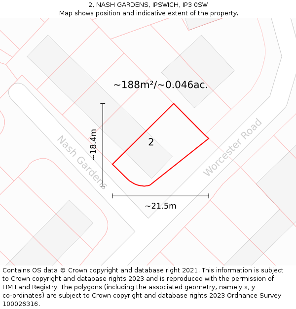 2, NASH GARDENS, IPSWICH, IP3 0SW: Plot and title map