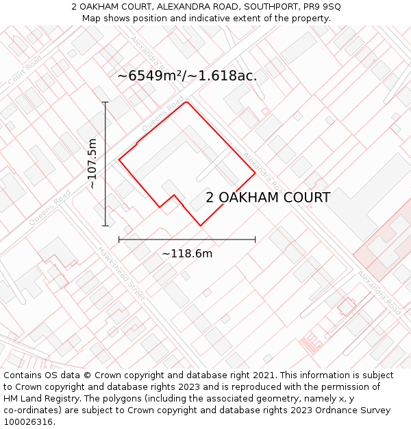 2 OAKHAM COURT, ALEXANDRA ROAD, SOUTHPORT, PR9 9SQ: Plot and title map