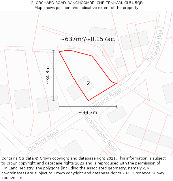 2, ORCHARD ROAD, WINCHCOMBE, CHELTENHAM, GL54 5QB: Plot and title map