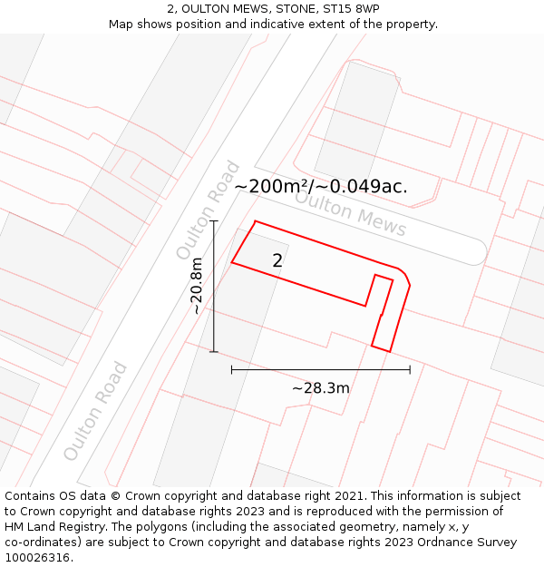 2, OULTON MEWS, STONE, ST15 8WP: Plot and title map