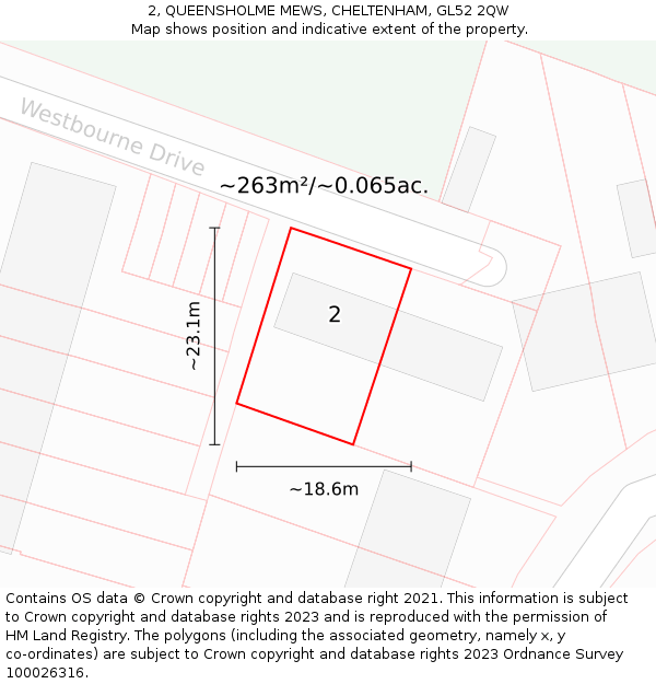 2, QUEENSHOLME MEWS, CHELTENHAM, GL52 2QW: Plot and title map