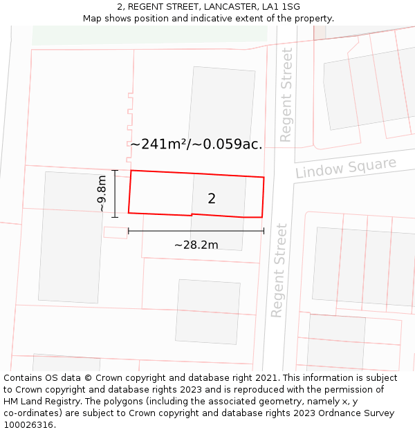 2, REGENT STREET, LANCASTER, LA1 1SG: Plot and title map