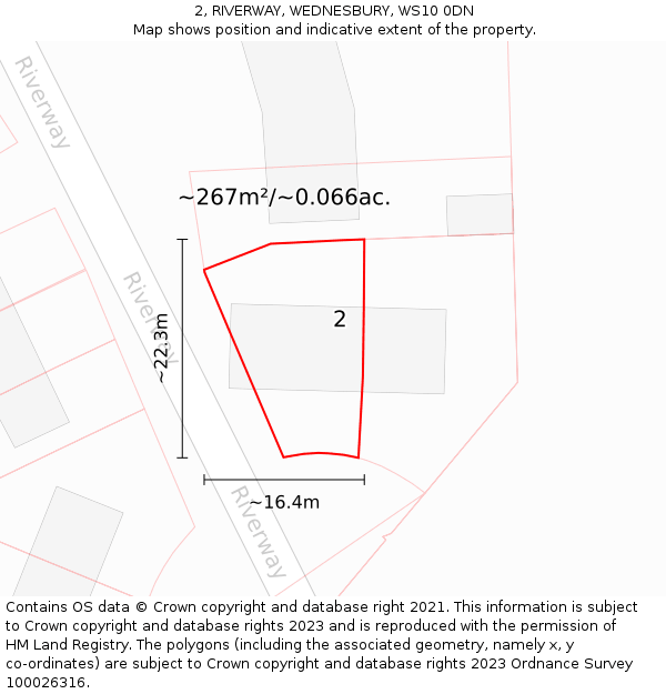 2, RIVERWAY, WEDNESBURY, WS10 0DN: Plot and title map