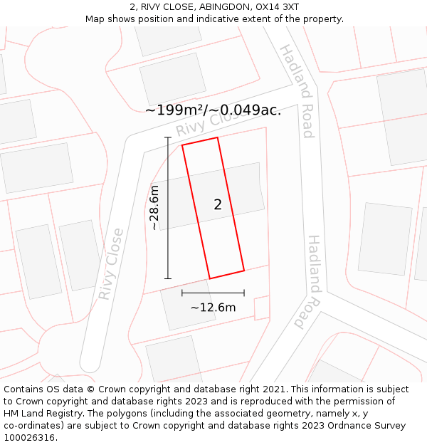 2, RIVY CLOSE, ABINGDON, OX14 3XT: Plot and title map