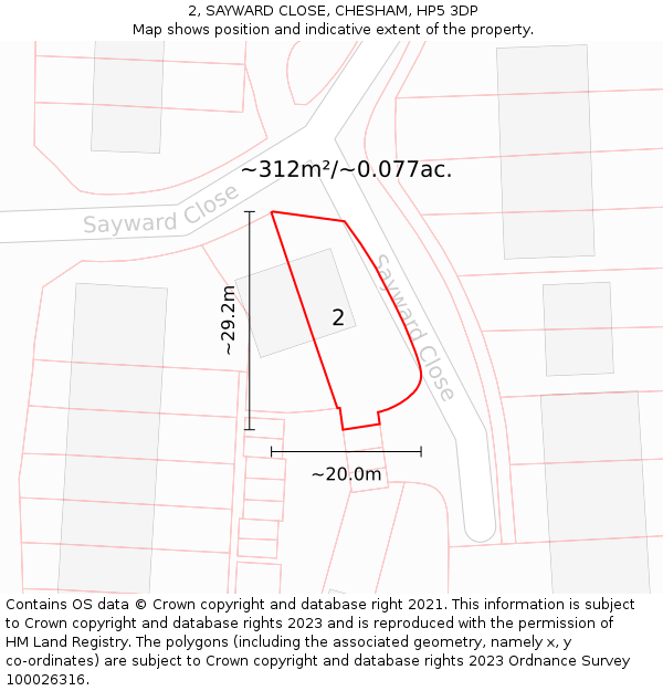 2, SAYWARD CLOSE, CHESHAM, HP5 3DP: Plot and title map