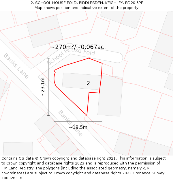 2, SCHOOL HOUSE FOLD, RIDDLESDEN, KEIGHLEY, BD20 5PF: Plot and title map