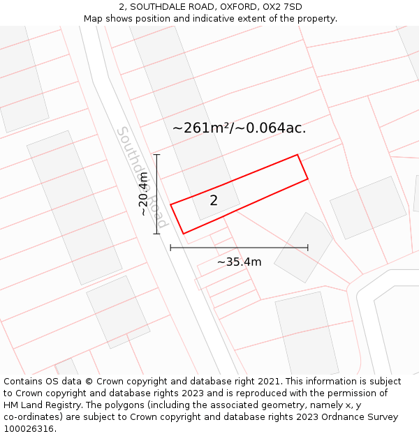 2, SOUTHDALE ROAD, OXFORD, OX2 7SD: Plot and title map