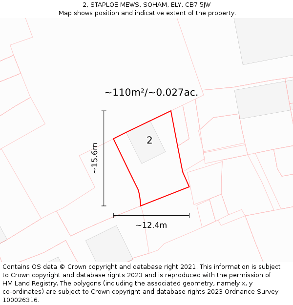 2, STAPLOE MEWS, SOHAM, ELY, CB7 5JW: Plot and title map