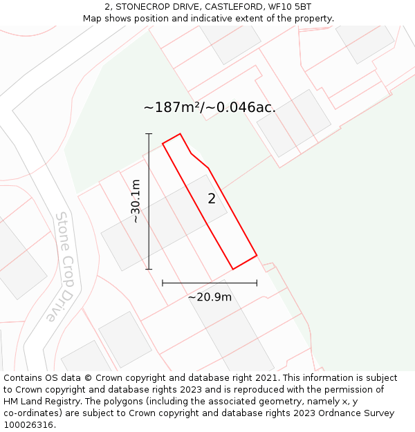 2, STONECROP DRIVE, CASTLEFORD, WF10 5BT: Plot and title map