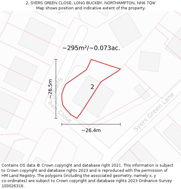 2, SYERS GREEN CLOSE, LONG BUCKBY, NORTHAMPTON, NN6 7QW: Plot and title map