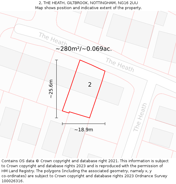 2, THE HEATH, GILTBROOK, NOTTINGHAM, NG16 2UU: Plot and title map