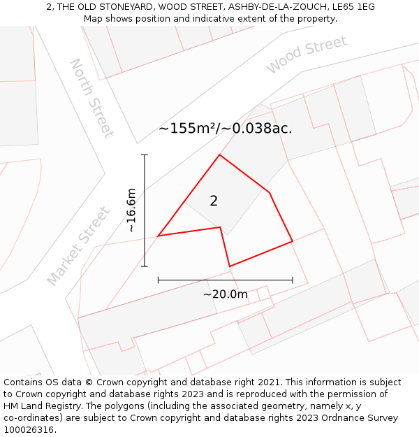 2, THE OLD STONEYARD, WOOD STREET, ASHBY-DE-LA-ZOUCH, LE65 1EG: Plot and title map