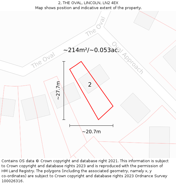 2, THE OVAL, LINCOLN, LN2 4EX: Plot and title map