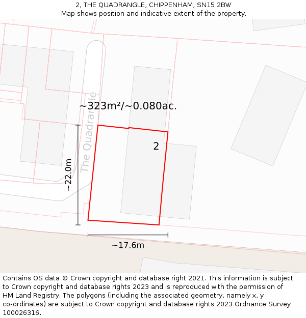 2, THE QUADRANGLE, CHIPPENHAM, SN15 2BW: Plot and title map