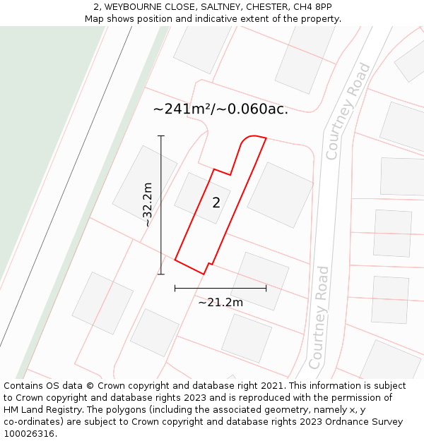 2, WEYBOURNE CLOSE, SALTNEY, CHESTER, CH4 8PP: Plot and title map