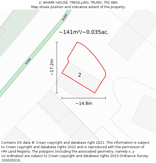 2, WHARF HOUSE, TRESILLIAN, TRURO, TR2 4BA: Plot and title map
