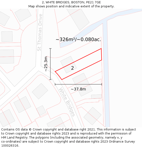 2, WHITE BRIDGES, BOSTON, PE21 7GE: Plot and title map