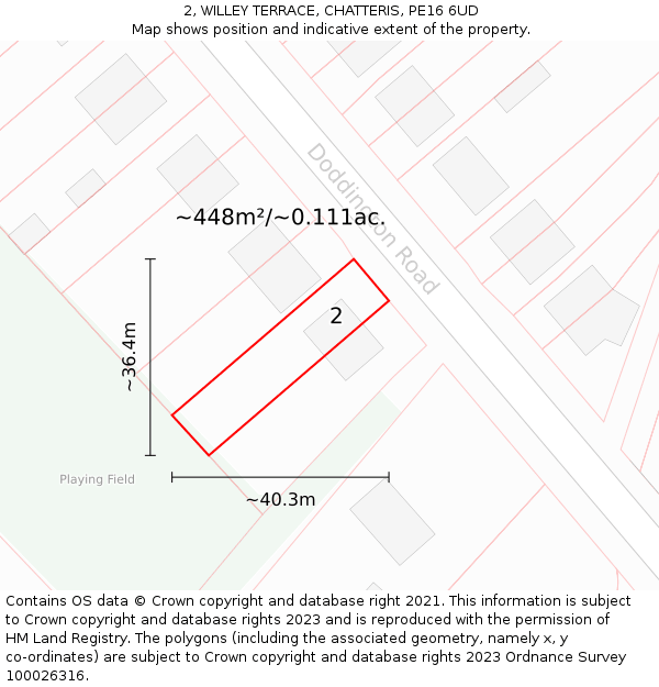 2, WILLEY TERRACE, CHATTERIS, PE16 6UD: Plot and title map