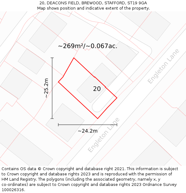 20, DEACONS FIELD, BREWOOD, STAFFORD, ST19 9GA: Plot and title map