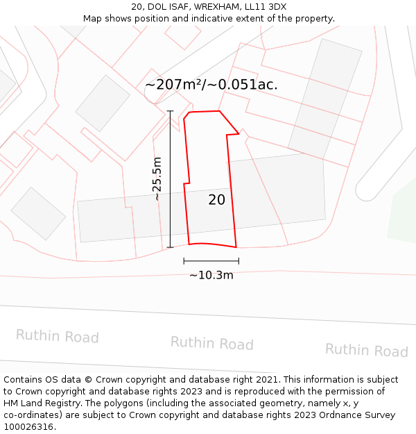 20, DOL ISAF, WREXHAM, LL11 3DX: Plot and title map