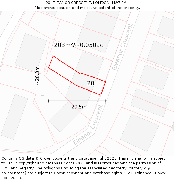 20, ELEANOR CRESCENT, LONDON, NW7 1AH: Plot and title map