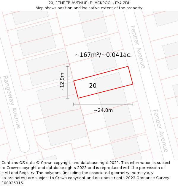 20, FENBER AVENUE, BLACKPOOL, FY4 2DL: Plot and title map