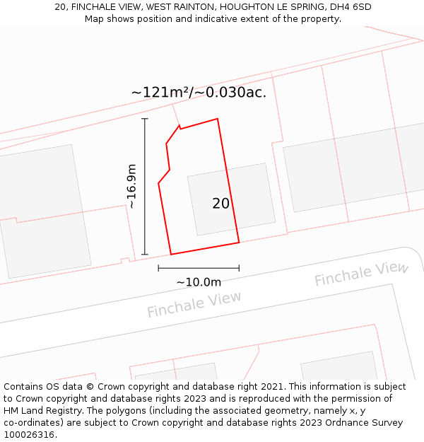 20, FINCHALE VIEW, WEST RAINTON, HOUGHTON LE SPRING, DH4 6SD: Plot and title map