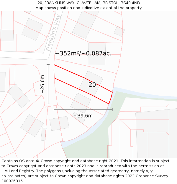 20, FRANKLINS WAY, CLAVERHAM, BRISTOL, BS49 4ND: Plot and title map