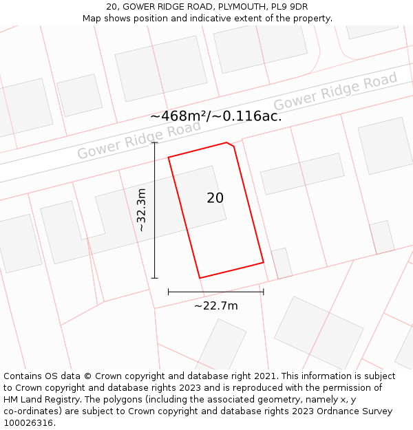 20, GOWER RIDGE ROAD, PLYMOUTH, PL9 9DR: Plot and title map