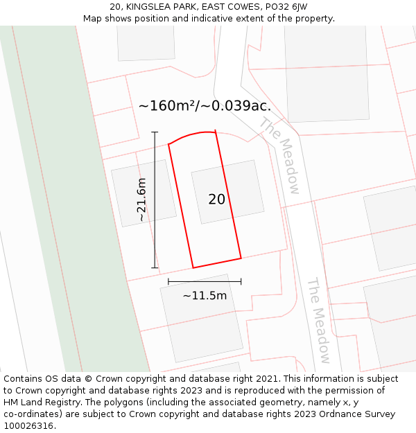 20, KINGSLEA PARK, EAST COWES, PO32 6JW: Plot and title map