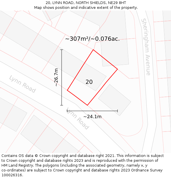 20, LYNN ROAD, NORTH SHIELDS, NE29 8HT: Plot and title map