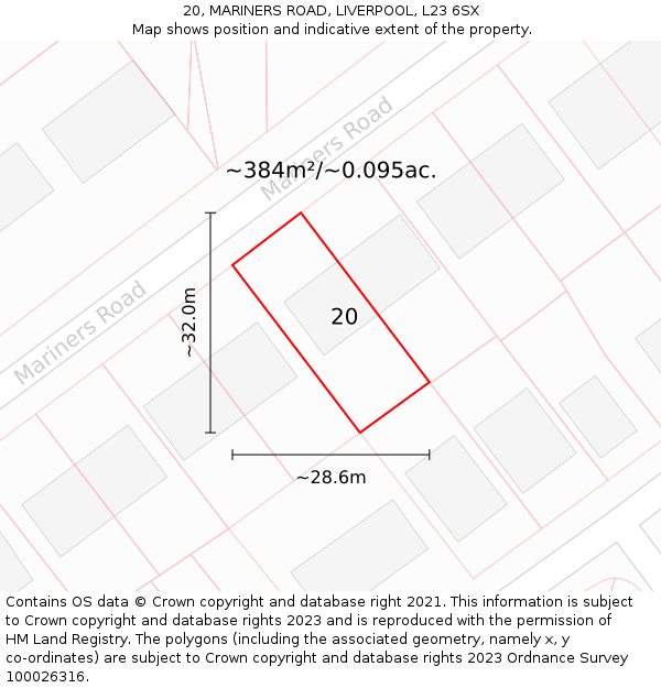 20, MARINERS ROAD, LIVERPOOL, L23 6SX: Plot and title map