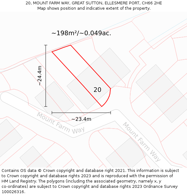 20, MOUNT FARM WAY, GREAT SUTTON, ELLESMERE PORT, CH66 2HE: Plot and title map