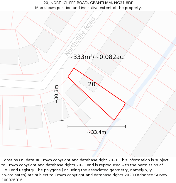 20, NORTHCLIFFE ROAD, GRANTHAM, NG31 8DP: Plot and title map