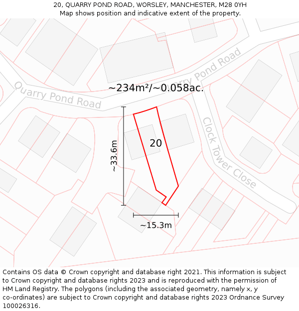 20, QUARRY POND ROAD, WORSLEY, MANCHESTER, M28 0YH: Plot and title map