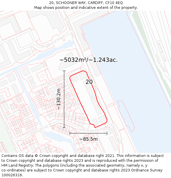 20, SCHOONER WAY, CARDIFF, CF10 4EQ: Plot and title map