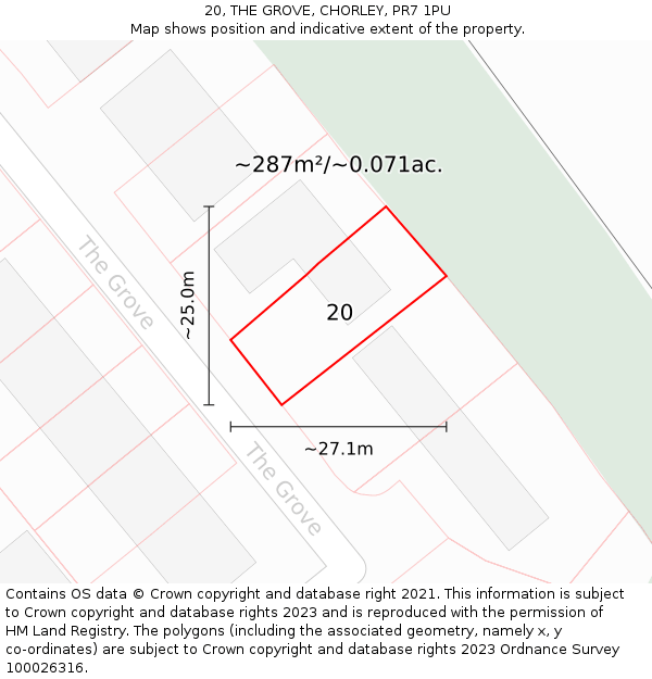 20, THE GROVE, CHORLEY, PR7 1PU: Plot and title map