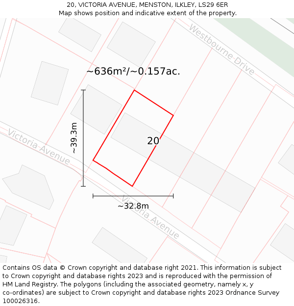 20, VICTORIA AVENUE, MENSTON, ILKLEY, LS29 6ER: Plot and title map