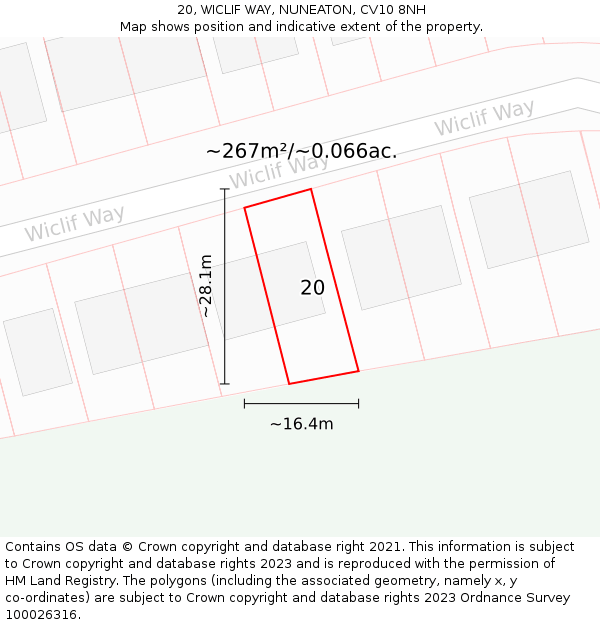 20, WICLIF WAY, NUNEATON, CV10 8NH: Plot and title map