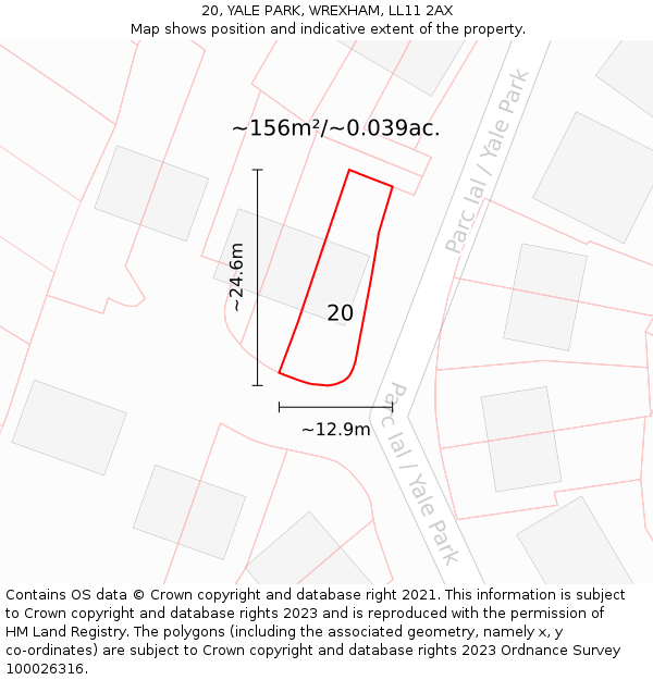 20, YALE PARK, WREXHAM, LL11 2AX: Plot and title map