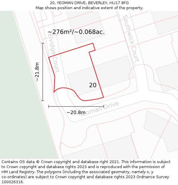 20, YEOMAN DRIVE, BEVERLEY, HU17 8FG: Plot and title map