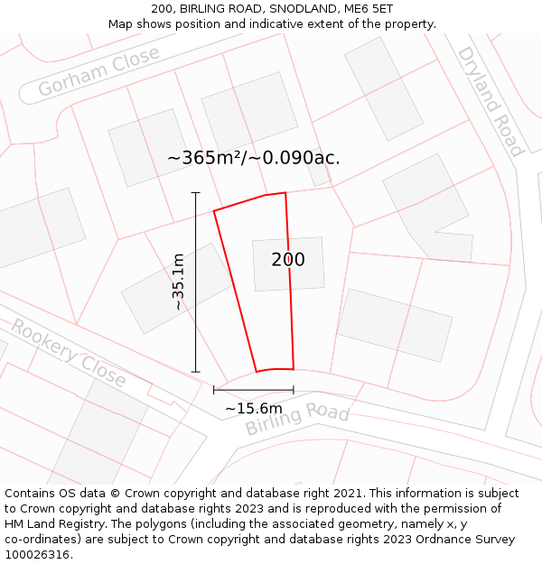 200, BIRLING ROAD, SNODLAND, ME6 5ET: Plot and title map